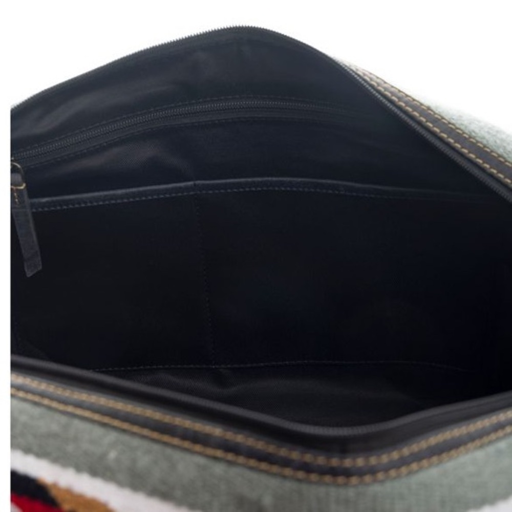 Myra Bag Rug Canvas Leather Weekender Travel Duffel grey tribal arrow blue red - Picture 6 of 7